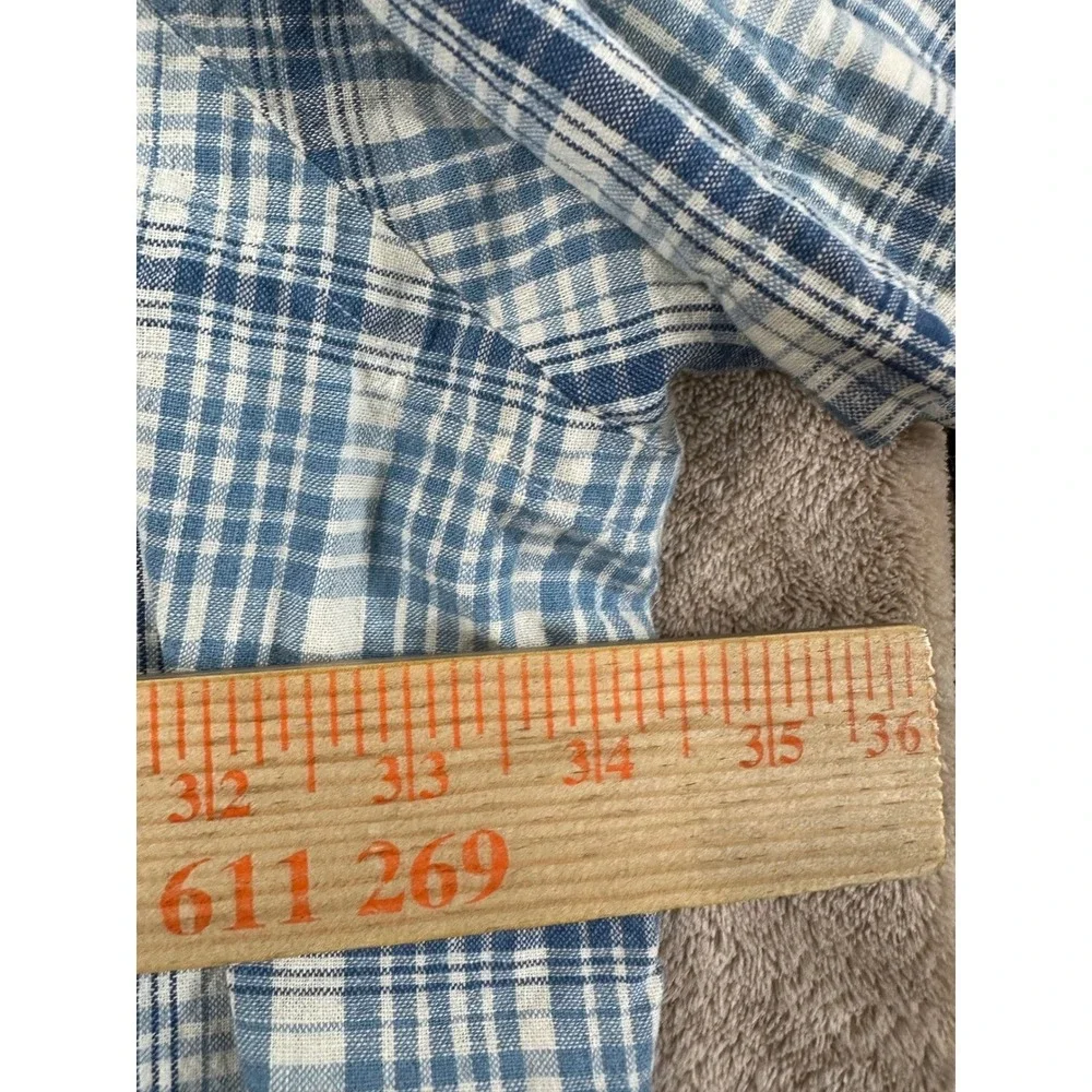 Polo Ralph Lauren Linen Blend Performance shirt Mens 4XB Big Blue Plaid‎ S/S EUC